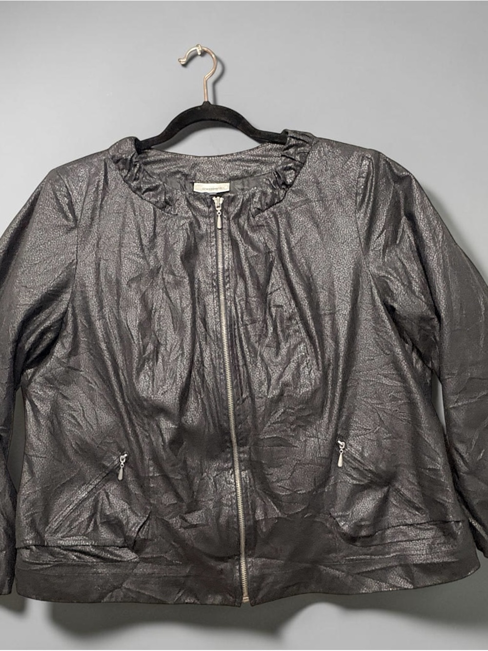 dressbarn Black Faux Leather Zip Jacket 18-20